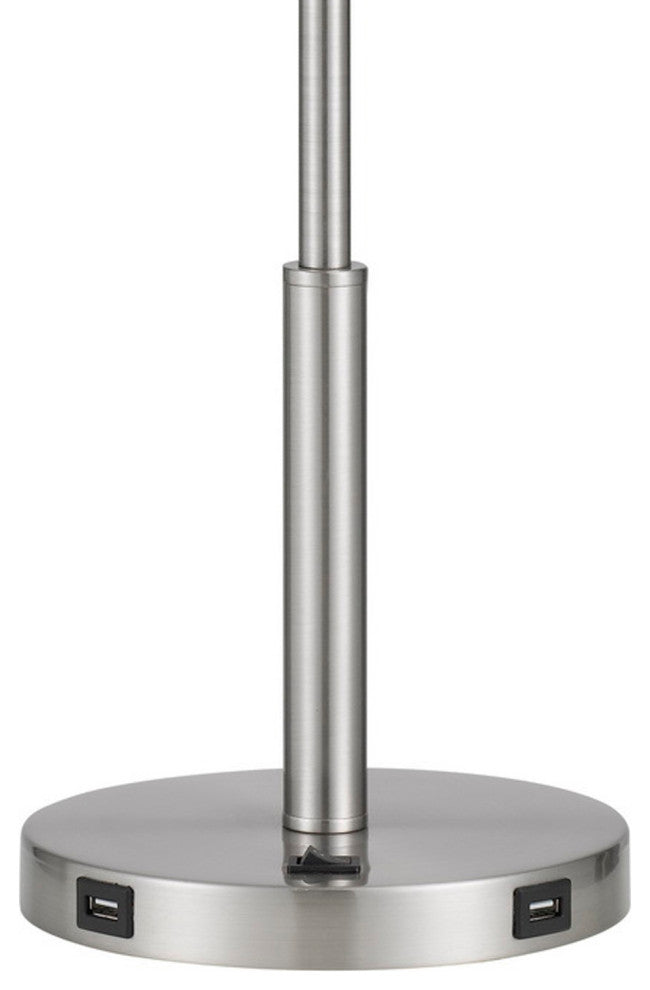 Benzara BM272313 16" Adjustable LED Office Desk Lamp, 2 USB Ports, Silver