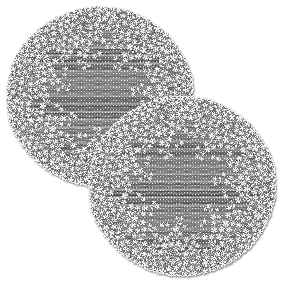 Blossom 20" Round Doily, Set of 2, White