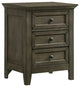 Nightstand, 3 Drawer In Gray