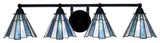 Paramount 4-Light Bath Bar, Matte Black, 7" Sea Ice Art Glass