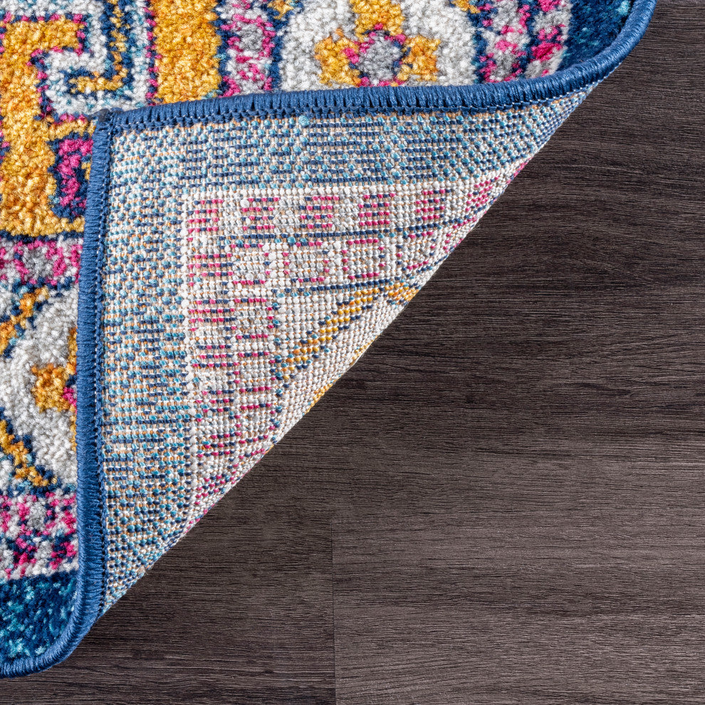 Nuloom Tecumseh Tribal Tale Triptych Area Rug, Navy 5'Square