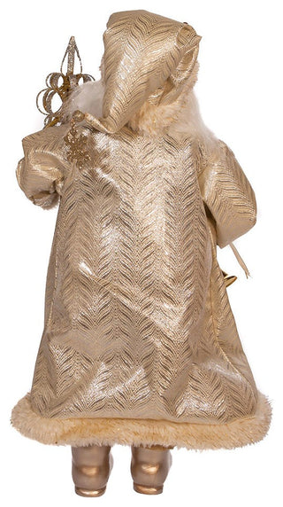 17" Light Gold Santa, Staff and Bells
