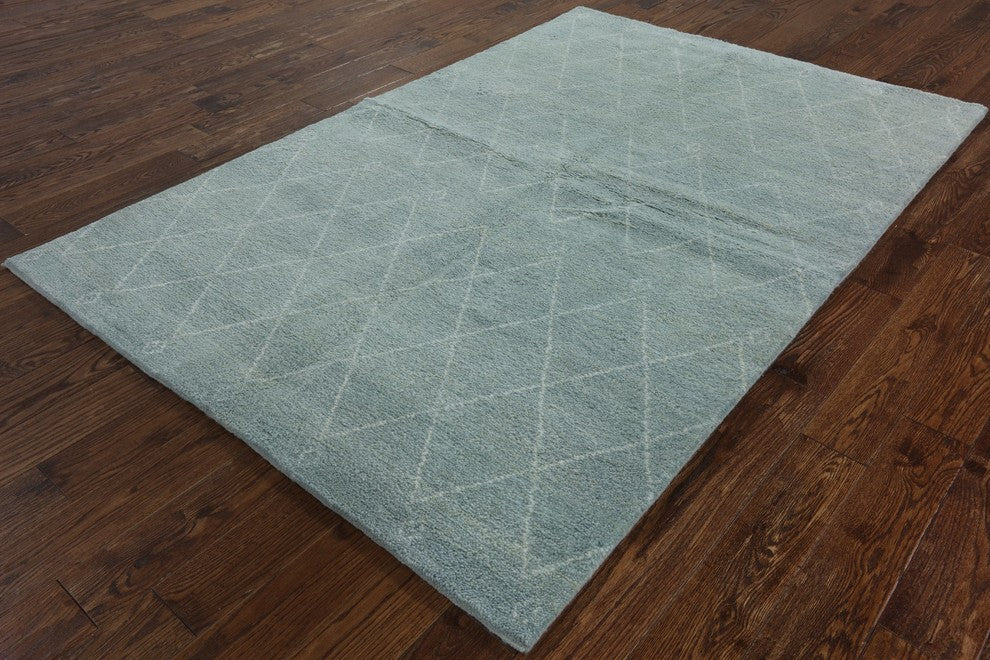 Berber Collection Oriental 5'x8' Moroccan Blue Wool Hand Knotted Area Rug