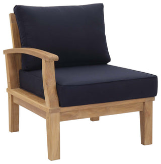 Marina Outdoor Patio Teak Left-Facing Sofa, Natual Navy