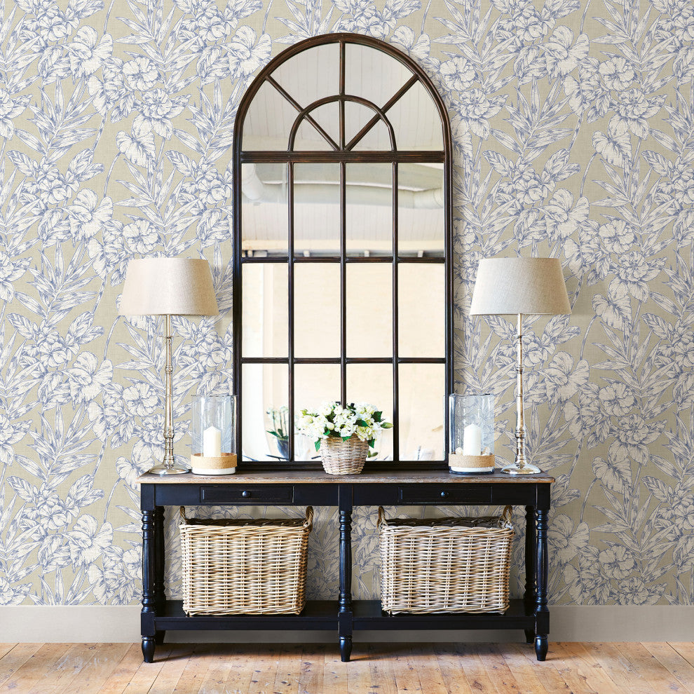 Fiji Navy Floral Wallpaper Bolt