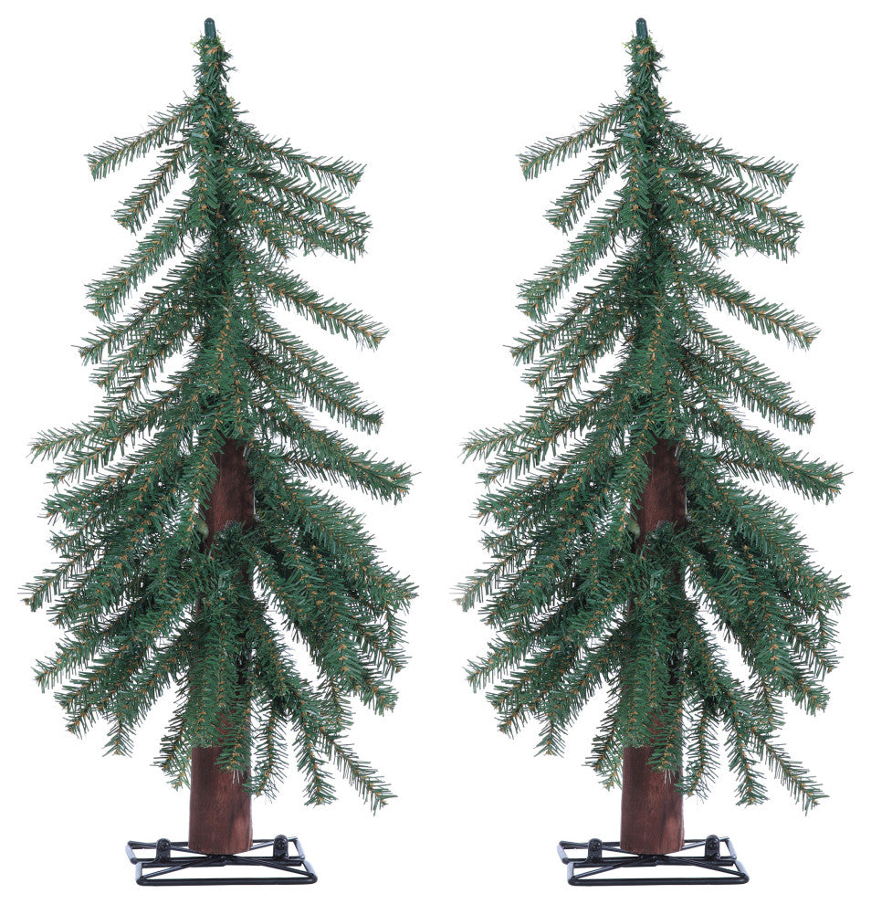 Set of 2, Unlit 2' Alpine Trees