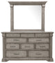 Madison Ridge 10 Drawer Dresser and Framed Mirror, Heritage Taupe