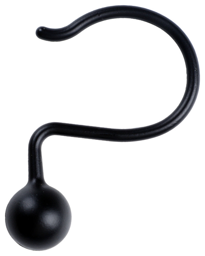 Utopia Alley Shower Hooks - Shower Curtain Rings for Bathroom, Set of 12, Black