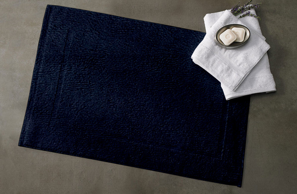 Organic Cotton Feather Touch Quick Dry Bath Mat, 20"x33", Insignia Blue