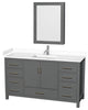 60"SGL Vanity Dark Gray, White Cult. Marble Countertop, Sink, Med. Cabinet
