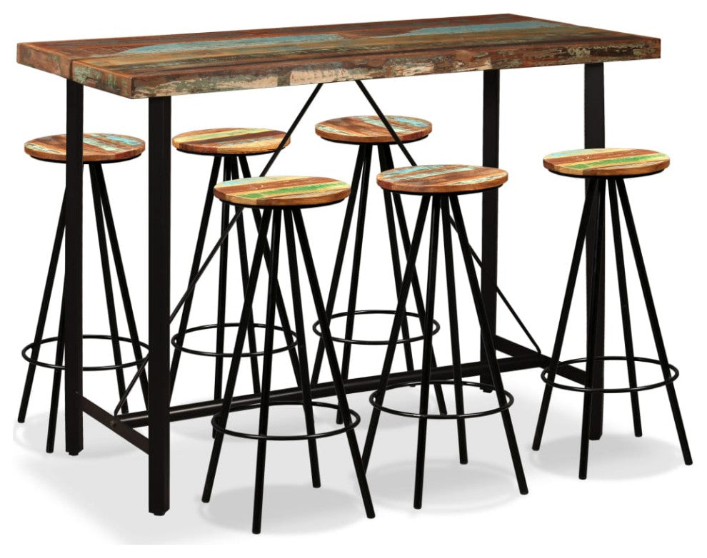 vidaXL Bar Set 7 Pieces Solid Reclaimed Wood