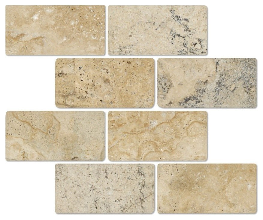 3 X 6 Philadelphia Travertine Tumbled Subway Brick Field Tile