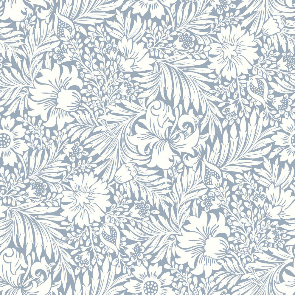 Wedgewood Blue Modern Acanthus Peel & Stick Wallpaper