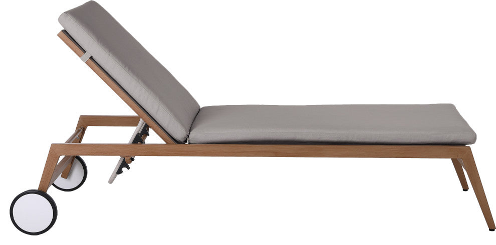 Maui Water Resisting Fabric Upholstered Outdoor Patio Lounger, Gray