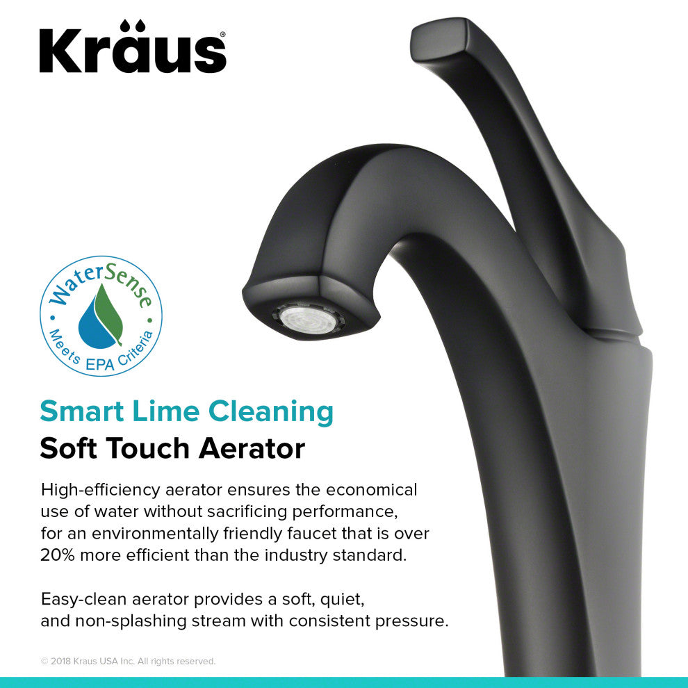 Kraus Arlo Single Handle Vessel Faucet, Pop Up Drain, Rubbed Bronze, Set of 2