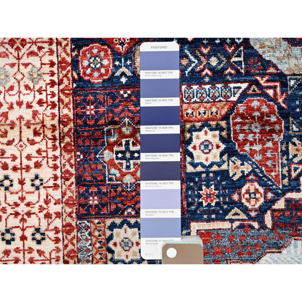 Blue, Hand Knotted, Mamluk Design, Pure Wool, Oriental Rug, 3'10"x6'3"
