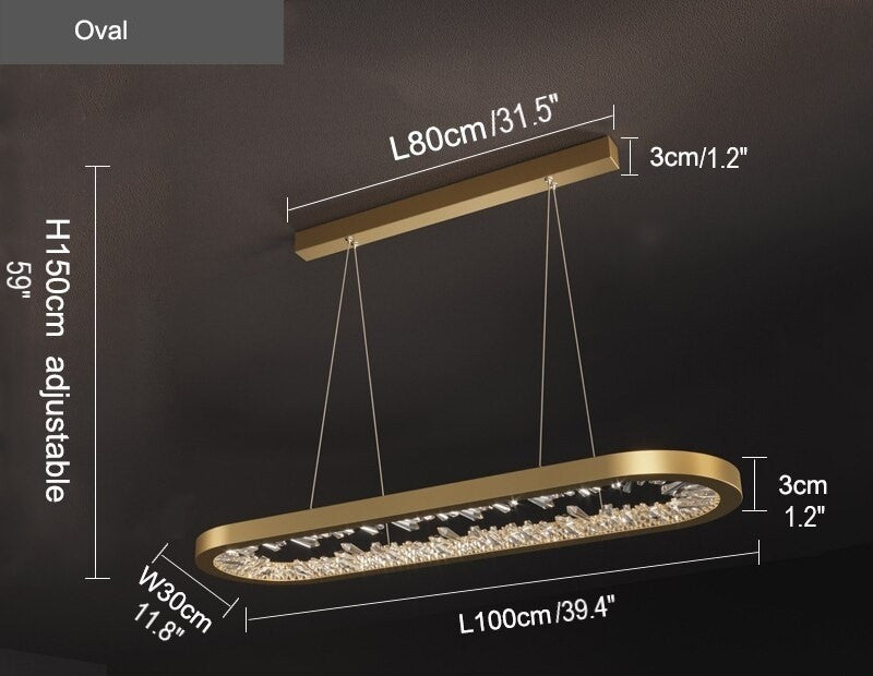 Zeddiani | Gold Rings Led Crystal Chandelier for Bedroom, Oval