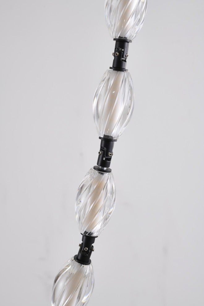22-Light Black LED Chandelier With Clear Crystal Shades