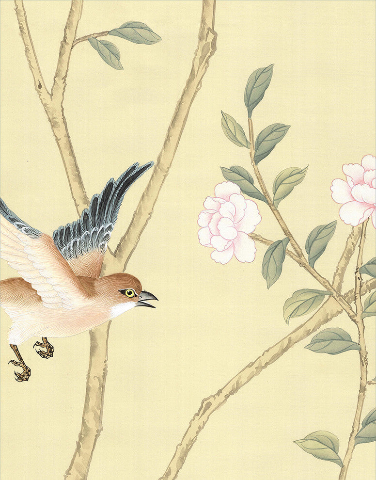 Chinoiserie Wall Mural Lantilly Triptych, Cream, Sample
