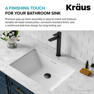 Pop Up Drain With Overflow, Matte Black