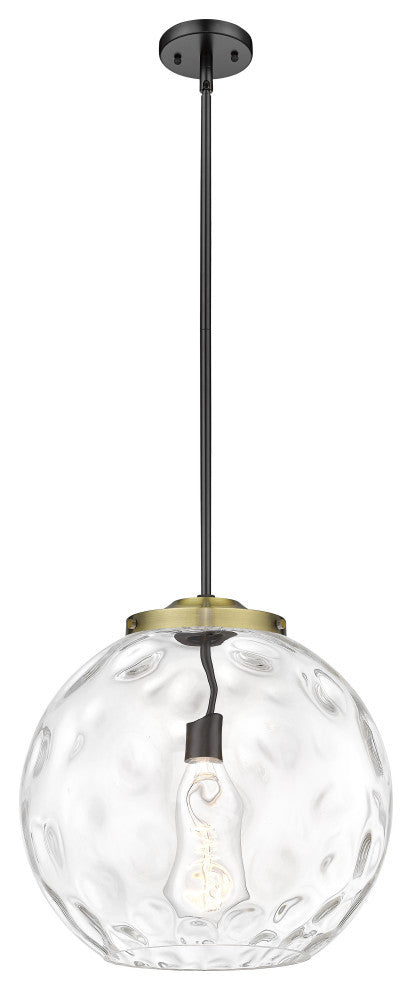 Athens Water Glass Pendant, Black Antique Brass, Clear Water Glass