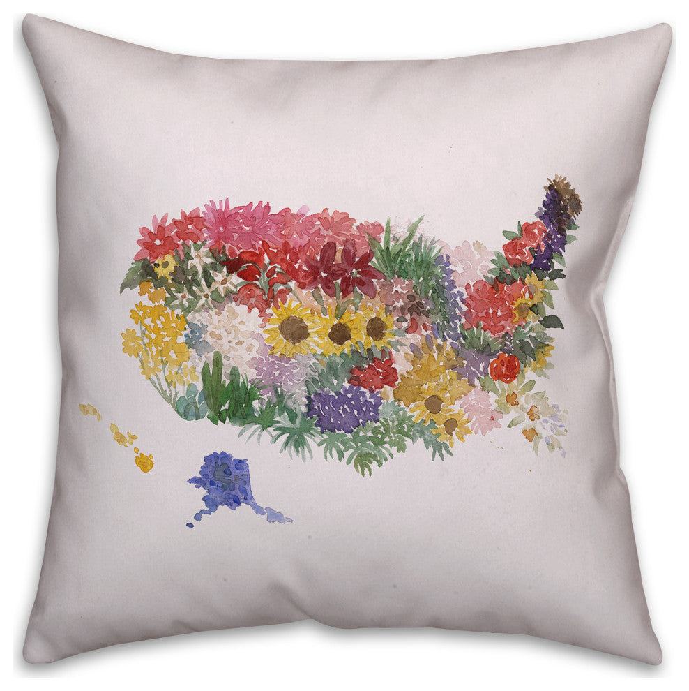 Floral USA 18x18 Spun Poly Pillow