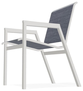 Bazza Sling Stackable Outdoor Dining Chair, Augustine Denim/Snow