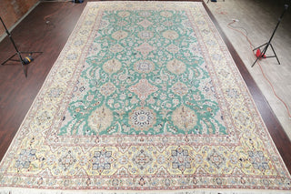 Persian Style Handmade Traditional Nain Oriental Area Rug, Green, 26'0"X16'1"