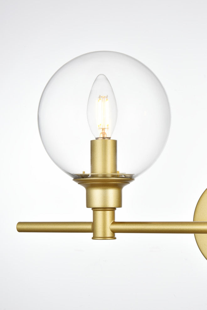 2 Light Brass And Clear Bath Sconce