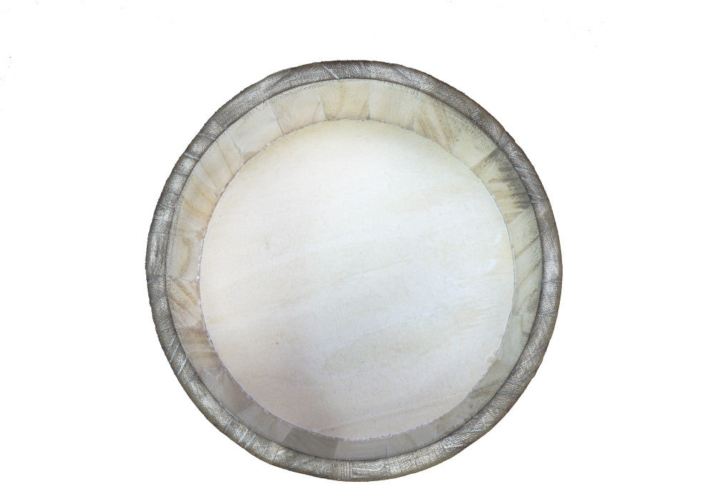 10" Light Gray Wash Round Wood Crate, Set of 3