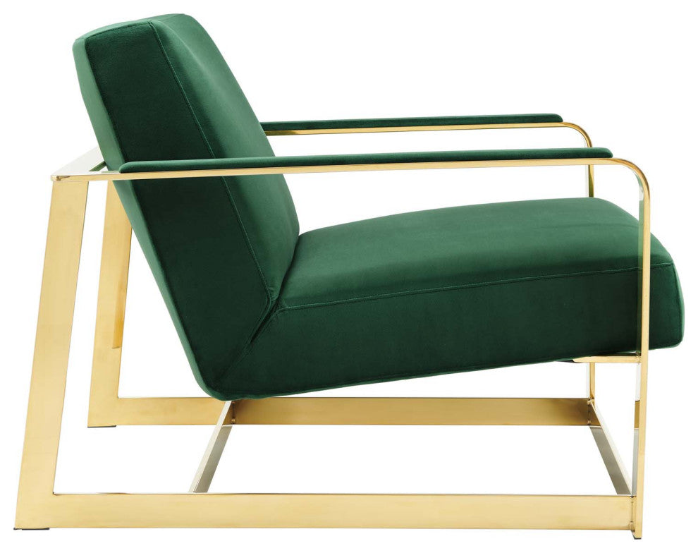 Seg Performance Velvet Accent Chair-Gold Emerald