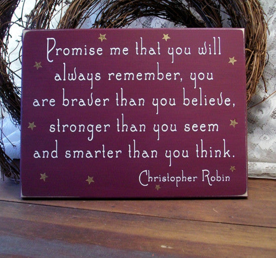 Promise Me That You Will Always Remember Wooden Sign, Burgundy, 9x12x.5