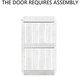 Stained Solid Pine Wood Sliding Barn Door, White, 30"x84", Mid-Bar