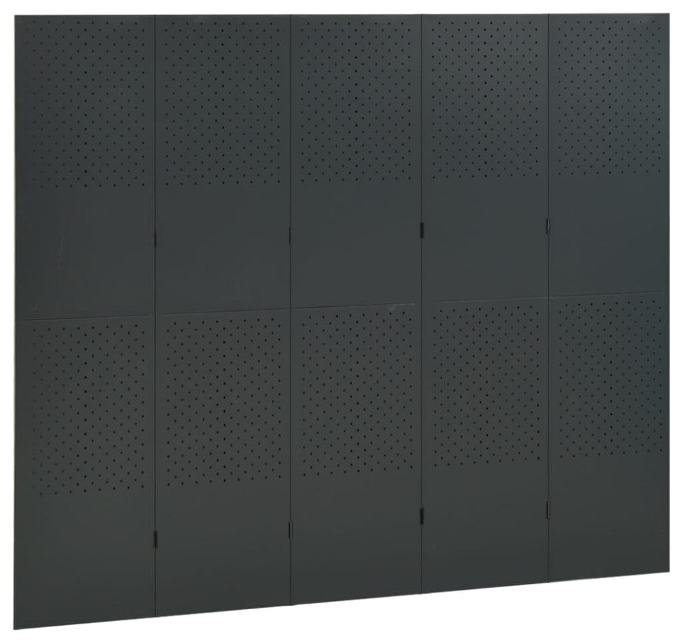 vidaXL Room Divider 5 Panel Freestanding Folding Privacy Screen Anthracite Steel