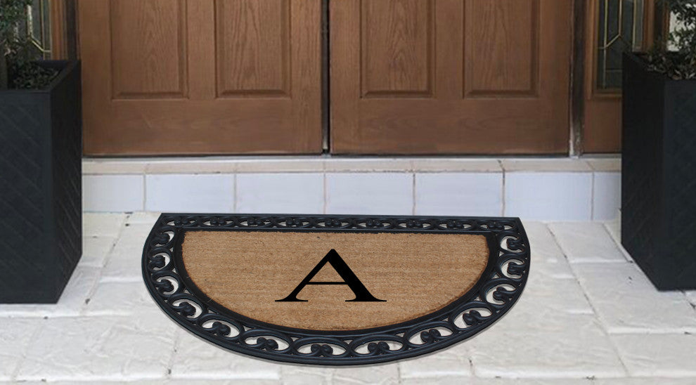 A1HC Half Round 30"x48" Double Door Monogrammed Doormat, A