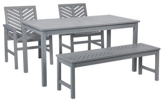 Vincent 4-Piece Chevron Outdoor Patio Dining Set - Grey Wash