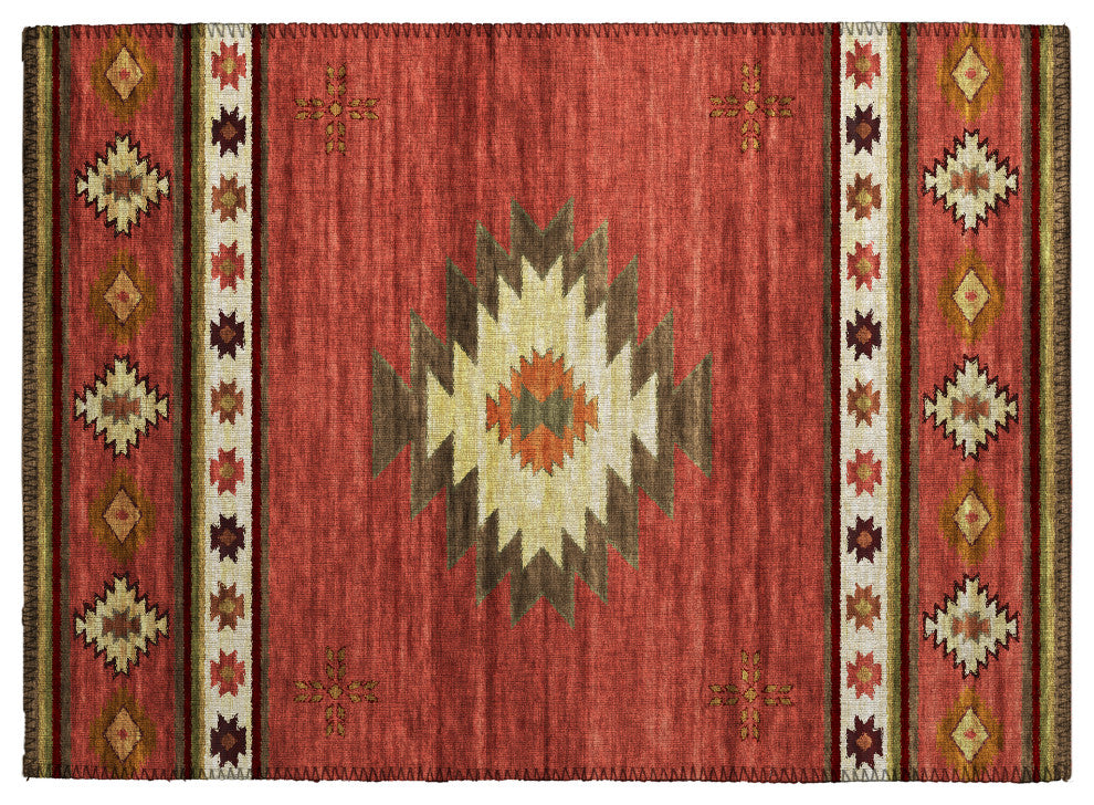 Indoor/Outdoor Phoenix PH4 Paprika Machine Washable 1'8" x 2'6" Rug