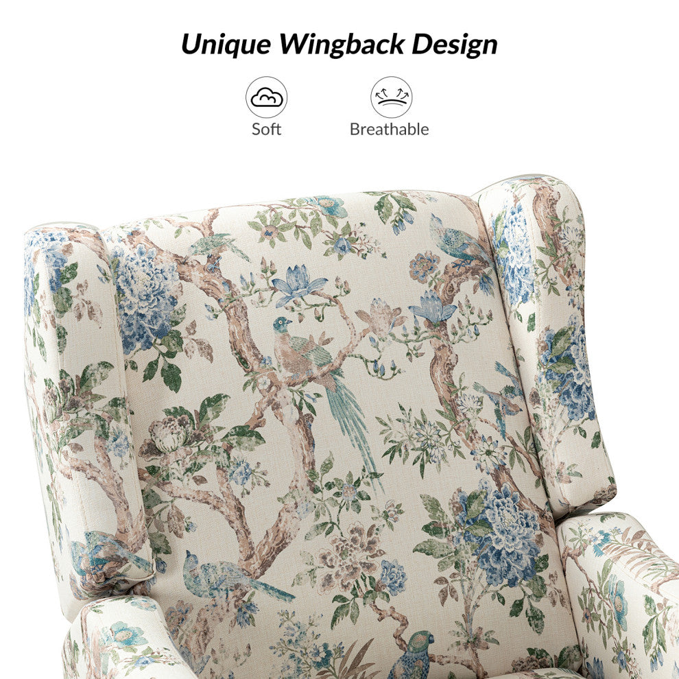 Manual Swivel Glider Recliner, Floral