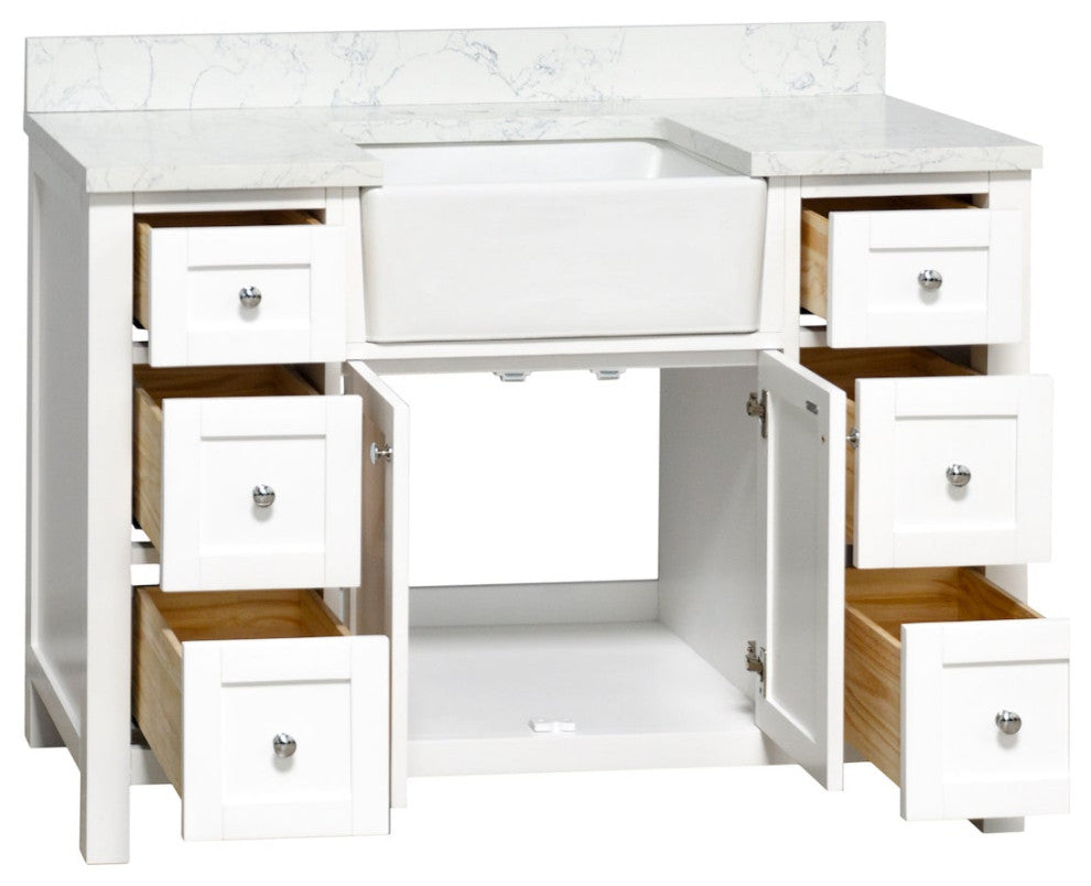 Yorkshire 48" Bathroom Vanity, White, Engineered Marble