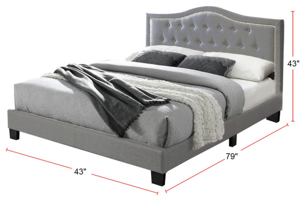 Twin Fabric Upholstered Bed, Gray