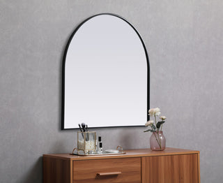 Elegant Decor Metal Frame Arch Mirror 36X36" in Black