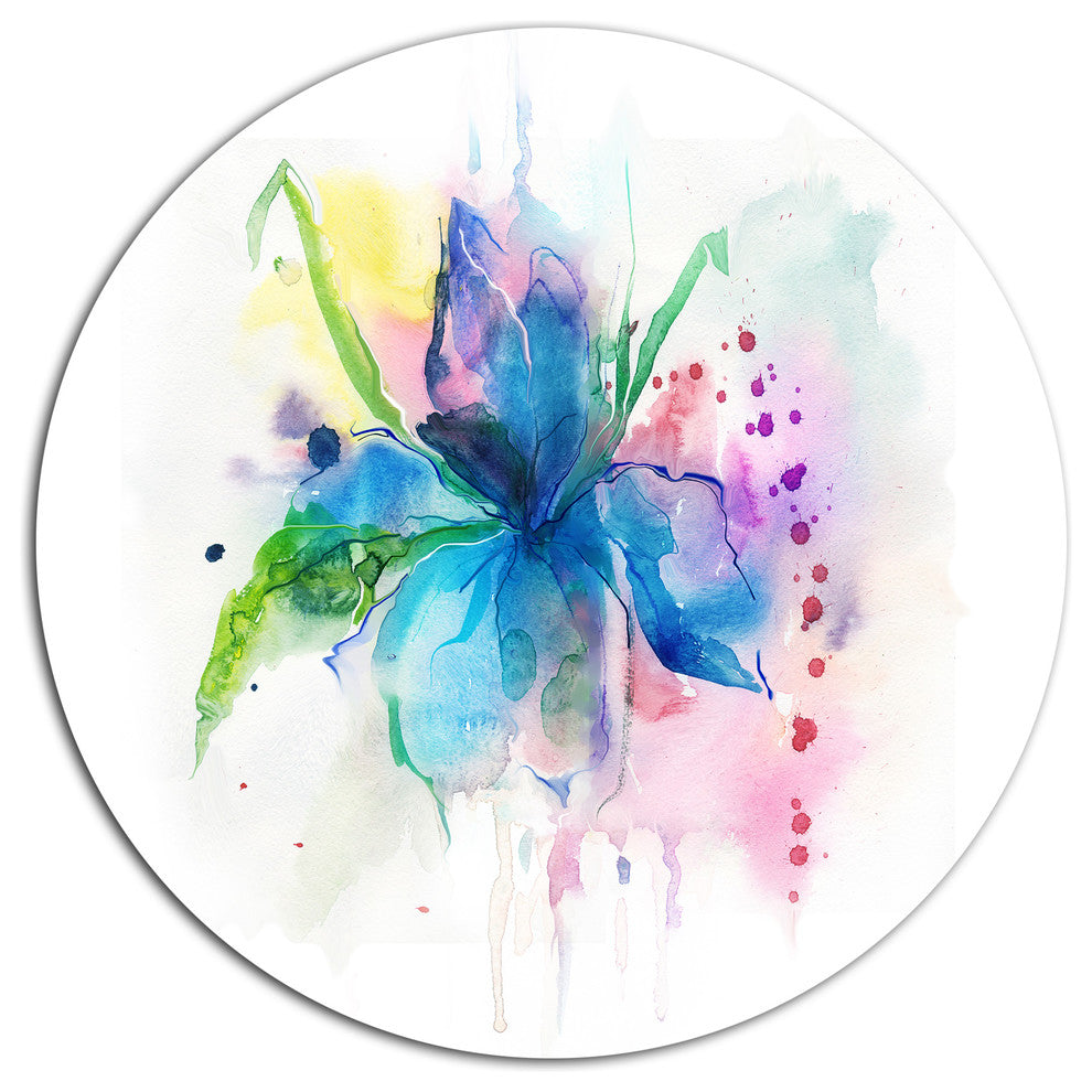 Iris Watercolor Illustration Art, Animal Disc Metal Wall Art, 11"