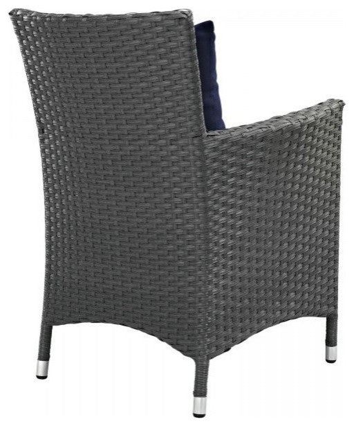 Modway Sojourn 4 Piece Outdoor Patio Sunbrella Dining Set, Canvas Navy