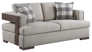 Acme Niamey Loveseat, With 2-Pillows, Fabric/Walnut