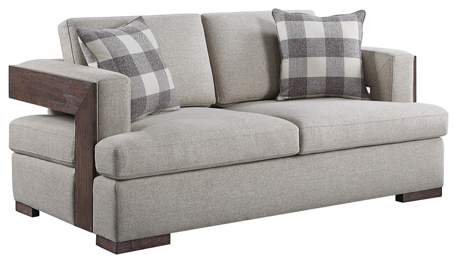 Acme Niamey Loveseat, With 2-Pillows, Fabric/Walnut