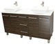 Windbay 60" Free Standing Double Vanity, Ebony, White Stone Flat Countertop