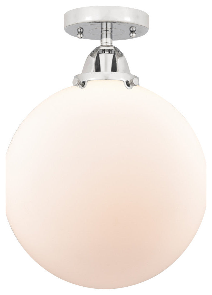 Beacon Semi-Flush Mount, Polished Chrome, Matte White, Matte White