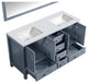 Jacques 60" Dark Grey Double Sink Vanity with Quartz Top, With Mirror