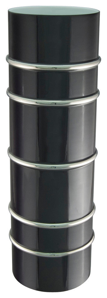 Arienne Cylinder Vase, Black and Platinum