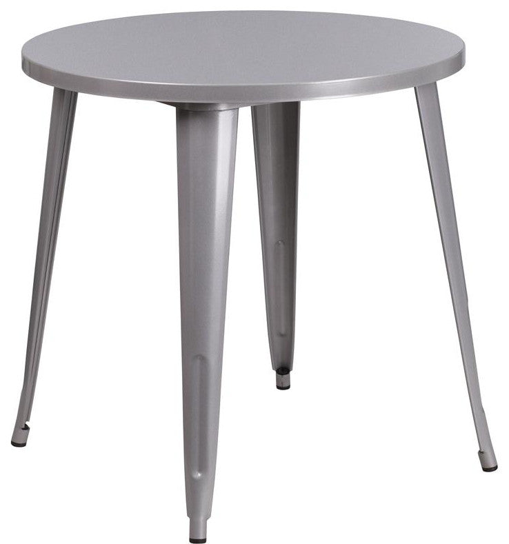 30'''' Round Silver Metal Indoor-Outdoor Table